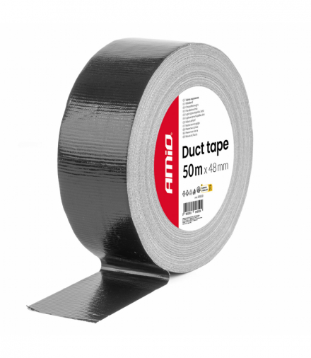 Taśma techniczna Duct Tape, naprawcza, 50m x 48mm x 0.19mm, czarna AMiO 04850