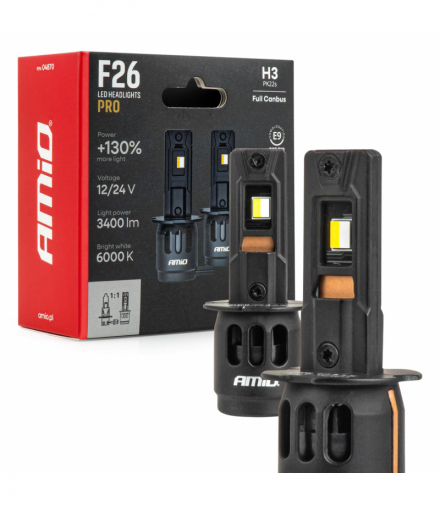 Żarówki samochodowe LED F26 PRO LumiTec LIMITED +130% DUO FULL CANBUS H3 12V 24V AMiO 04870