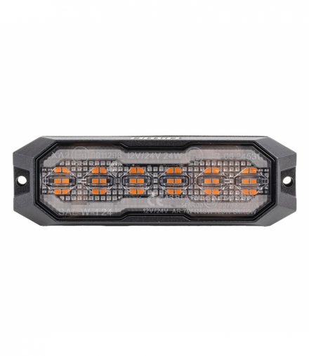 Lampa ostrzegawcza obrysowa pomarańczowa z funkcją świateł pozycyjnych czerwonych LED R65 R148 12V 24V 24W AMiO 04863
