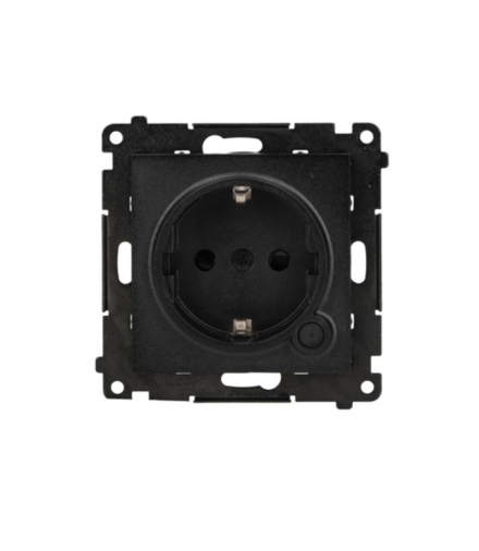Gniazdo z uziemieniem z wbudowanym pomiarem energii, sterowane smartfonem [Wi-Fi] – SOCKET, Schuko, 250V, 16A, moduł, czarny mat Simon 55 GO TEGSZ1W.02/149