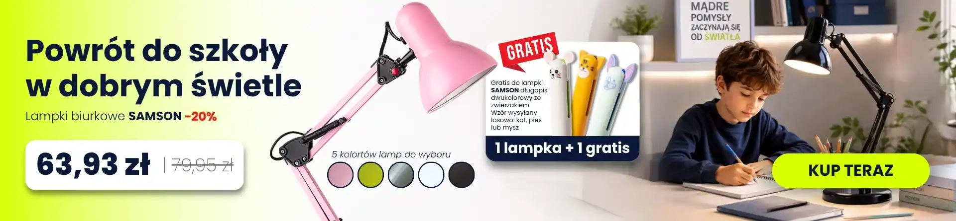 Baner Promocja - lampki biurkowe dla uczniów